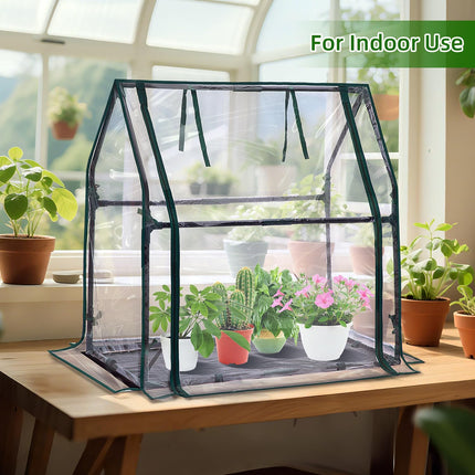 Ohuhu Mini Greenhouse Indoor Greenhouse PVC Film Greenhouse with Waterproof Mat, Tomato House Film Greenhouse Small for Seedling Plant Indoor Herb Garden 91.5x45.5x84 cm