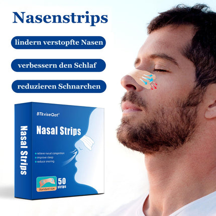 Nose plasters, snoring stopper, nose plasters, snoring, nose strips, anti-snoring, nose strips, better breathing, nasal dilator, nasal strips, effective aids against snoring, better sleep (50 pieces)