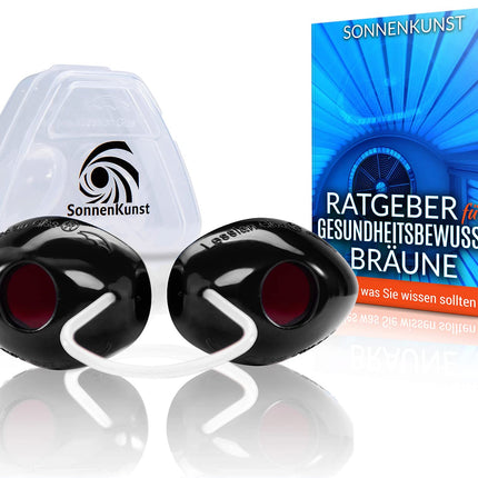 Sonnenkunst® Premium Solarium Safety Goggles - Improved Concept [2025] - incl. E-Book and Storage Box - UV Protective Goggles for Sunbathing EN170
