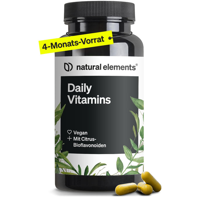 Daily Vitamins – 120 Multivitamin Capsules – all valuable vitamins AK – perfect for athletes – vegan, high dosage, no unnecessary additives – produced in Germany &amp; laboratory tested