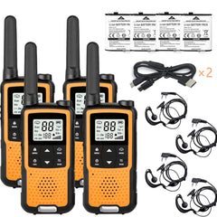 Walkie Talkies for Adults and Kids, Greaval PMR446 Rechargeable Walkie Talkie with Earpiece and USB Cable, 16 Channels, 2-Way Radio, License-Free Walkie Talkie (Orange, 4-Pack)