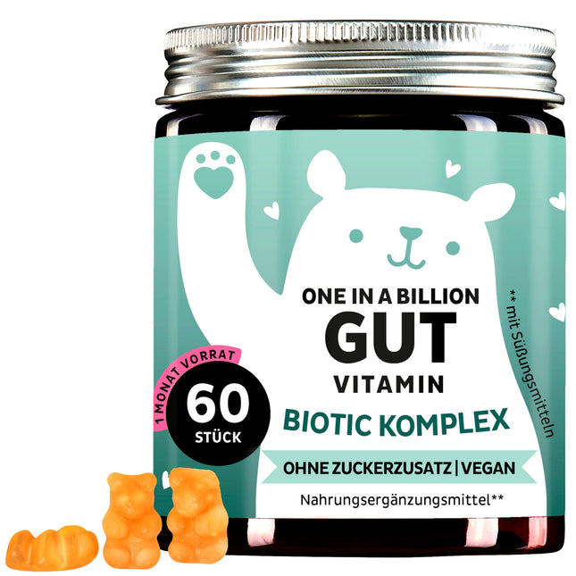 Culture Complex - Intestinal bacteria, inulin &amp; vitamin B6 - for a healthy intestinal flora - Against bloating, fullness &amp; irritable bowel syndrome - 60 pieces - Vegan - Sugar-free - Bears with Benefits