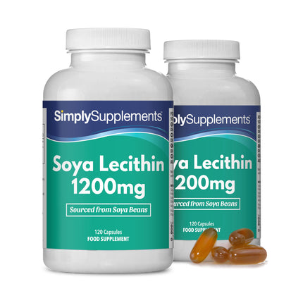 Lecithin 1200 mg Capsules | Highly purified soy lecithin | 240 Capsules | GMP certified &amp; manufactured in the UK | Naturally present in the body | Essential source of phospholipids