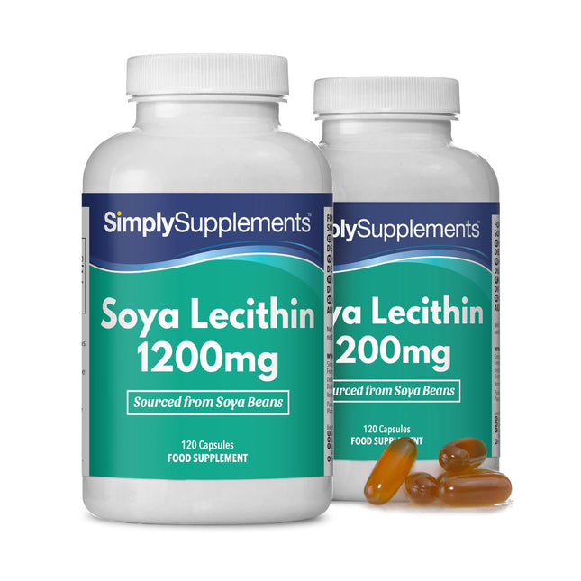Lecithin 1200 mg Capsules | Highly purified soy lecithin | 240 Capsules | GMP certified &amp; manufactured in the UK | Naturally present in the body | Essential source of phospholipids