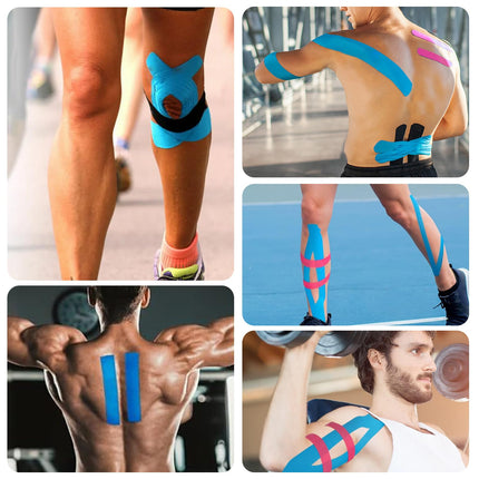 Kinesiology Tape Sport (3 rolls 5m), Elastic Cotton Sports Tape, Self-adhesive Tape for Muscles and Joints, 5cm Wide (Blue &amp; Black &amp; Pink)