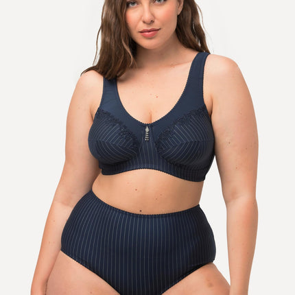 Ulla Popken Women's Support Bra, Non-Wired, Rhinestone Pendant, Cup C - G BRA, Midnight Blue, 105C
