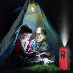 Radioddity PR-T3 Walkie Talkie for Kids 16 Channels PMR446 Radio for 3-12 Year Old Children VOX with Flashlight 4KM Range for Adventure, Outdoor, Camping, 2 Pieces (Red &amp; Blue)