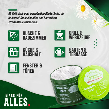 Zielinsky Universal Stone, green stone, cleaning stone, household tin, 1 pack (1 x 900 g + 2 free special sponges)