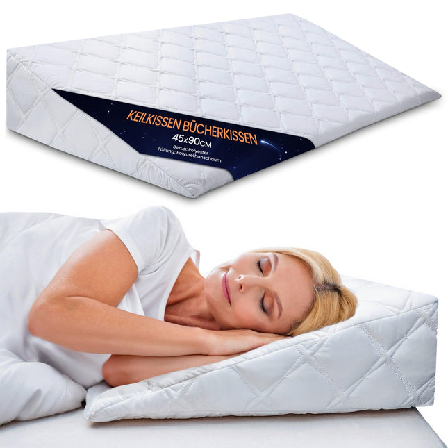 Totsy Baby Wedge Pillow for Bed and Sofa – 45x90 cm Reading Pillow and Foam Back Cushion Ideal for use as a mattress wedge, reflux headboard pillow or bed wedge for adults