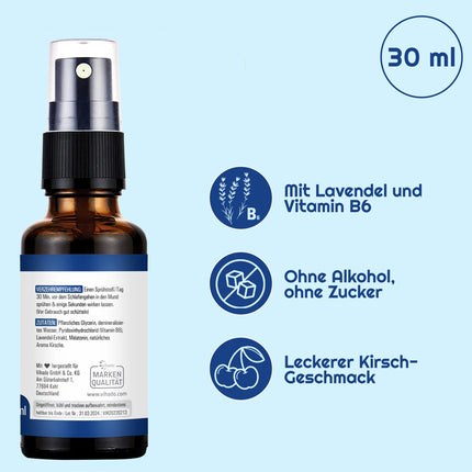 Vihado Melatonin Spray - Premium: Up to 5 times higher dosage - 180-day supply - Melatonin spray with high dosage lavender, alcohol-free - vegan, 30 ml