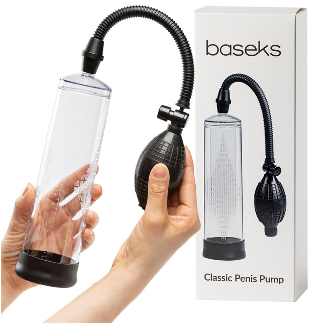 Baseks Classic Penis Pump 24 cm - Manual Vacuum Pump for Men - Simple Penis Pump with Clear Cylinder - Functional Penis Pump for Beginners - Penis Pump Without Battery - Hand Cock Pump