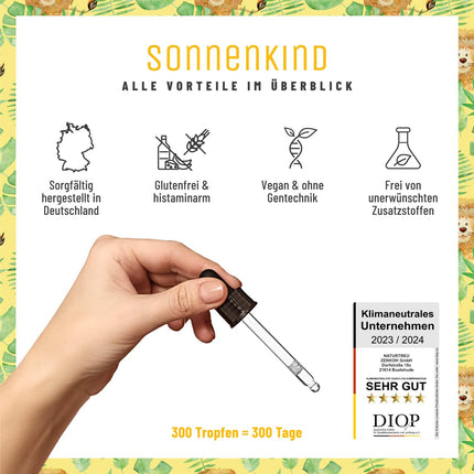 Vitamin D3 K2 Drops 100% Vegan for 300 Days - 500 IU Vitamin D from Lichen &amp; 25μg Vitamin K for Children | Vitamin Drops