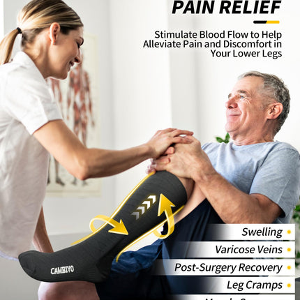 CAMBIVO compression stockings for women and men, 3 pairs, support stockings, compression socks, compression socks, thrombosis stockings for recovery, running, travel, skiing, pregnancy, everyday use