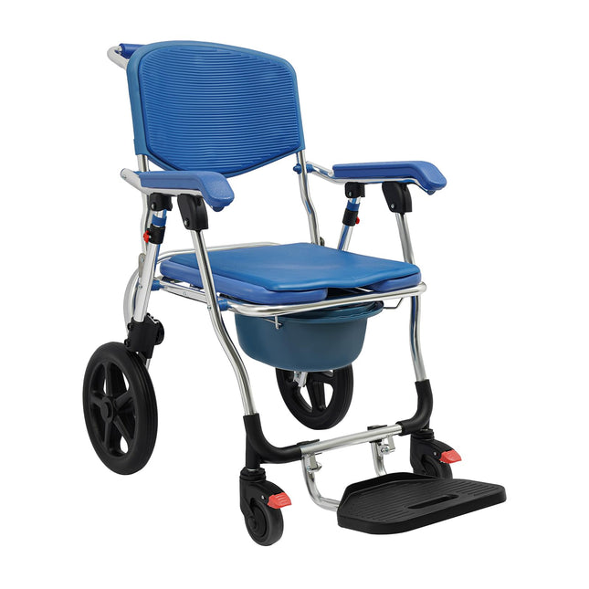 HuKaiL Commode Chair with Wheels, Mobile Toilet Stool for Adults with Built-in Bucket and Adjustable Armrests, Shower Chair Commode Chair 125Kg Load Capacity for Patients Seniors Disabled