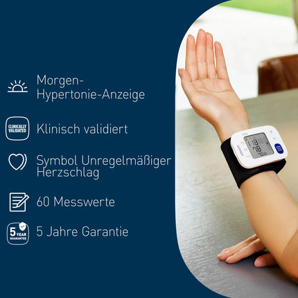 OMRON RS4 Automatic Wrist Blood Pressure Monitor, test winner Stiftung Warentest 11/2023, clinically validated, with memory, positioning sensor for accurate measurement, cuff fit control