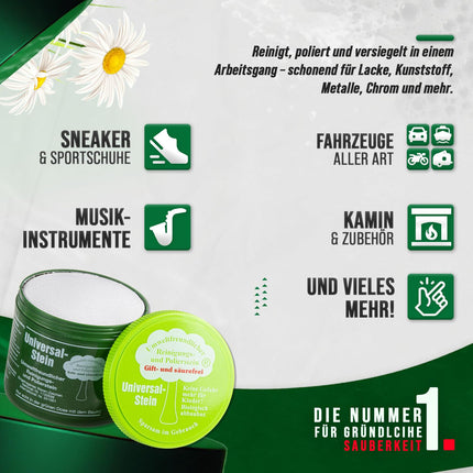 Zielinsky Universal Stone, green stone, cleaning stone, household tin, 1 pack (1 x 900 g + 2 free special sponges)