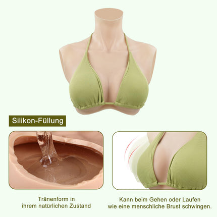 SOULDESIRE Silicone Breasts Crossdresser Breasts Plus Size Fake Breasts Artificial Breasts for Crossdresser Transgender Drag Queen (C Cup Silicone Yellow)