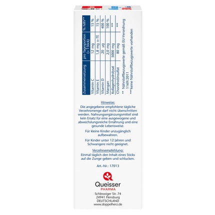 Doppelherz Collagen 5000 Liquid - with collagen hydrolysate, chondroitin sulfate, vitamins, and manganese - 14 peach-flavored sticks