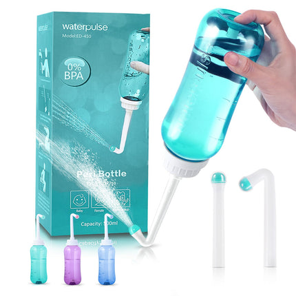 Butt shower 500ML, pod shower with button, butt shower with double nozzle, portable bidet, peri bottle intimate shower postpartum woman, bidet toilet waterproof