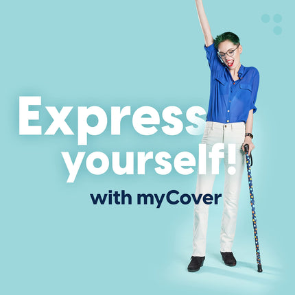 myCover - Trendy cover for crutches and walking sticks, fits all crutches and walking sticks, elastic fabric, washable (Dots - 2 pieces)
