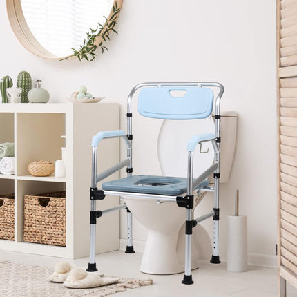 Ikodm height-adjustable toilet chair with anti-slip seat and bucket, load capacity up to 160 kg, for seniors and disabled people, etc.