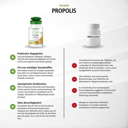 Fairvital | Bee Propolis 1000mg - Natural Bee Resin Extract - With 3% Galangin - HIGH DOSE - 90 Tablets