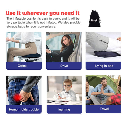 Seat Cushion Orthopedic Ring Cushion Inflatable Hemorrhoid Treatment Bed Sores Pregnancy Coccyx Pain - Gray
