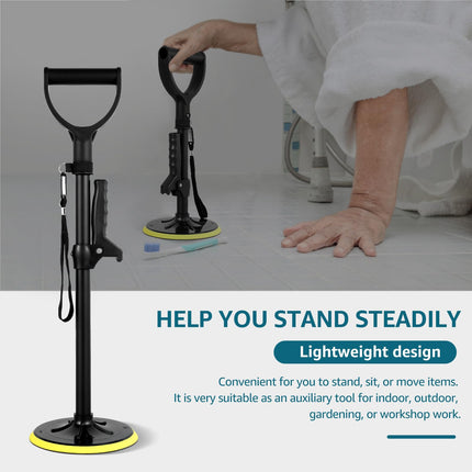Standing aid height adjustable 41/51/61cm, standing aid with 18cm diameter round non-slip base, armrests, standing aid for seniors, robust, helps older people stand (yellow)