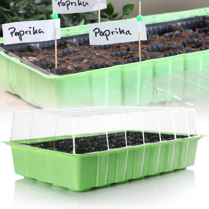 com-four® 4X indoor greenhouse, multi-pot trays with lid, planter with growing pots for 96 plants, growing kit for flowers, fruit, and vegetables (growing kit 3)