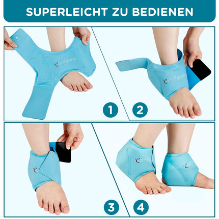 Comfytemp Cooling Cuff Foot Ankle Gel Cooling Pads (2 Pack), Cooling Bandage Ankle Pain Relief, Cold Warm Compress Reusable Ice Packs Achilles Tendon 30x11cm