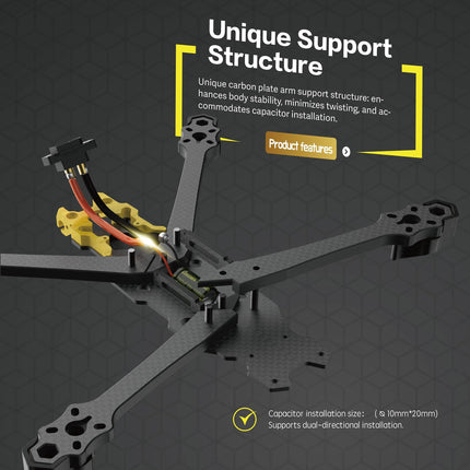 Speedybee Mario 5 O4 DC Advanced 5-inch FPV Drone Frame – 226mm Wheelbase, Lightweight Design, CNC Aluminum Head, Compatible with DJI O4 PRO/O3 Air Unit &amp; Analog VTX, Ideal for Cine &amp; Freestyle