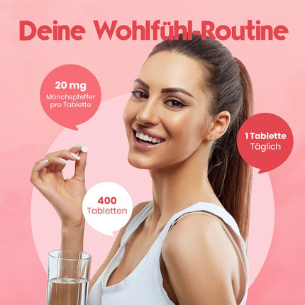 High-dose chasteberry - 400 tablets - 20mg per tablet - 10:1 extract from original Agnus Castus - Dietary supplement for women - Vegan and produced in Germany. Laboratory-tested.