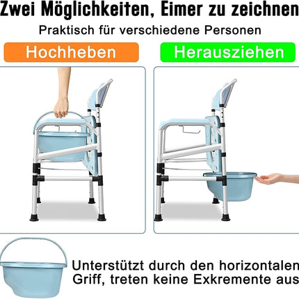 UISEBRT Commode Chair Height Adjustable Toilet Chair Commode Shower Anti-Slip with Toilet Bucket for Disabled Person, Elderly People