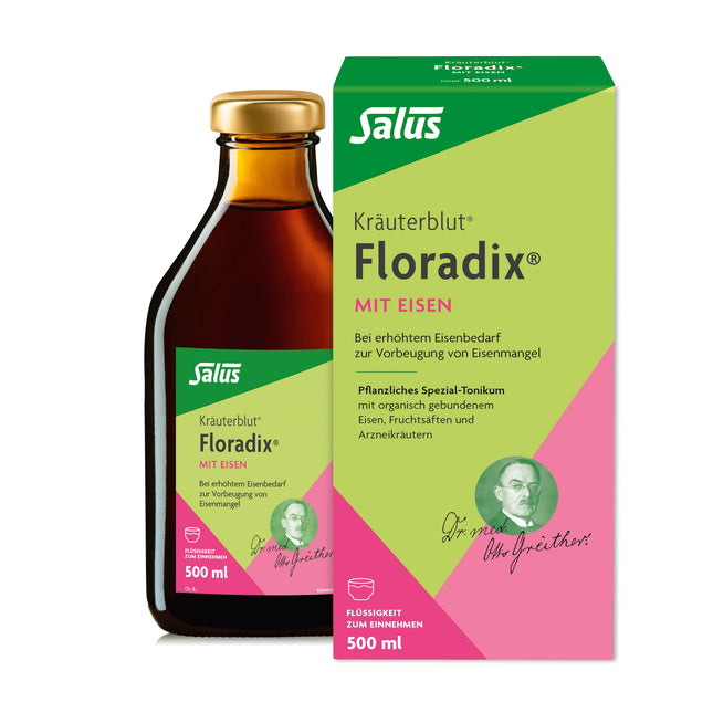 Salus Herbal Blood Floradix with Iron - 1 x 500 ml - Special herbal tonic with organically bound iron, fruit juices and medicinal herbs - For full iron stores instead of iron deficiency