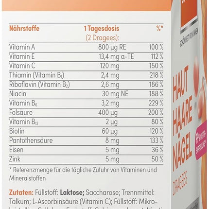 Merz Special Skin Hair Nails Coated Tablets – 1 x 120 Coated Tablets – Food supplement with 13 micronutrients for radiant skin, shiny hair and strong fingernails