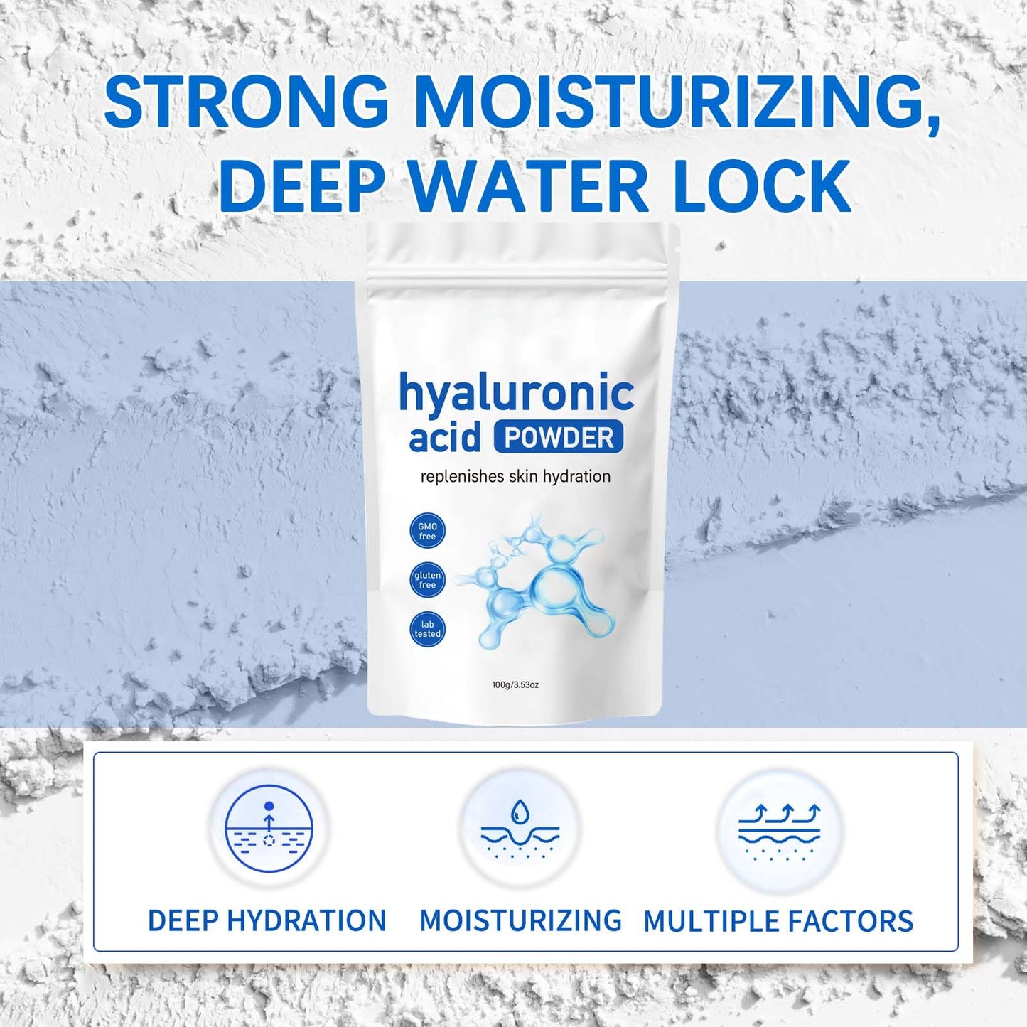 100g Hyaluron Pulver, Hyaluronsäure Pulver niedermolekular, Pur & Vegan Hyaluron Säure Pulver, Creme Gel Serum Filler Gesicht Niedermolekular Hyaluronsäure Außenwirkung