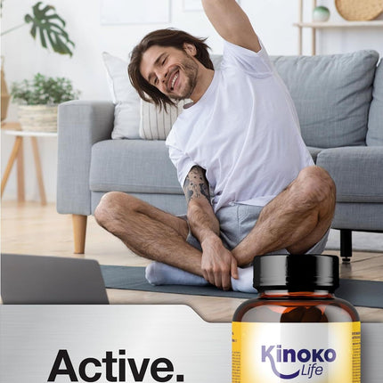 Kinoko life Glucosamine and Chondroitin – 240 capsules with MSM, marine collagen, hyaluronic acid, turmeric, black pepper, ginger, boswellia, and quercetin. For joints, cartilage, and bones.