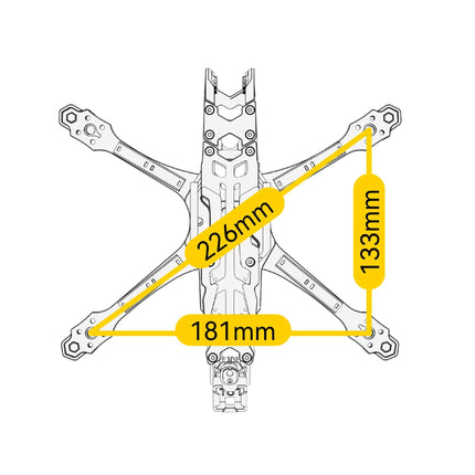 Master 5 V2 Drone Frame - 226mm wheelbase, lightweight design, anti-vibration stack structure, CNC aluminum alloy head, compatible with DJI O3 Air Unit, ideal for freestyle flying
