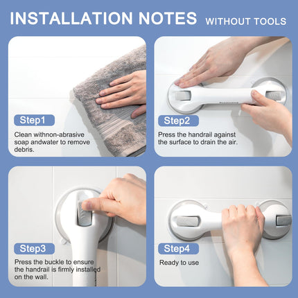Newthinking Shower Grab Bar with Suction Cup 30CM, Shower Grab Bar Without Drilling, Bathtub Grab Bar Bathroom Walking Aid for Seniors Bathroom, 2 Pieces