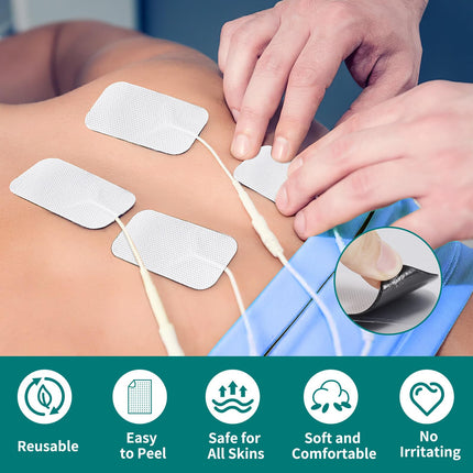 Tens Electrode Pads, 20 pieces self-adhesive electrodes Tens device, 40 x 80 mm Tens electrodes reusable for the relief of muscle, back and joint pain Compatible with most TENS