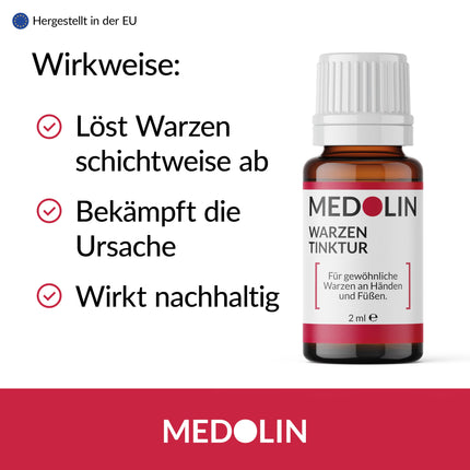 Medolin® Wart Tincture - Effective wart remedy - Scientifically proven effectiveness - Easy &amp; painless application - Removes warts, 2 ml