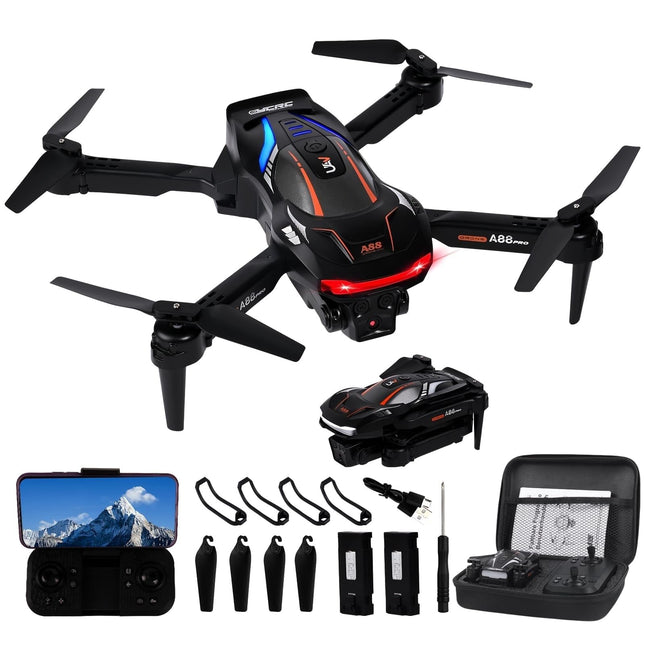 Gerbala Foldable Drone for Kids &amp; Beginners, FPV Drone with 1080P HD Camera, 360° Flip, Gravity Sensor, One-Button Takeoff/Landing, Follow Me, Gesture Photo, 120° Wide Angle, 2 Batteries