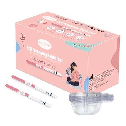 Pregnancy test strips, hCG pregnancy test for home use for early detection, over 99% accurate, 20 pieces individually wrapped with urine cups, pregnancy tests 5mm wide, 10mIU/mL