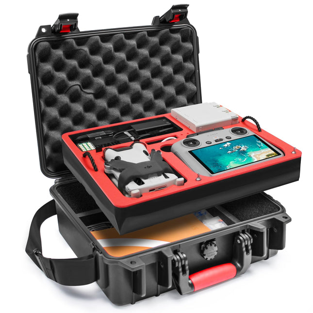 SYMIK Two-layer waterproof case for DJI Mini 4 Pro, Professional drone case bag for DJI Mini 4 Pro/3/Pro, RC/RC2/N1/N2, Fly More Combo drone accessories P330-MMDL