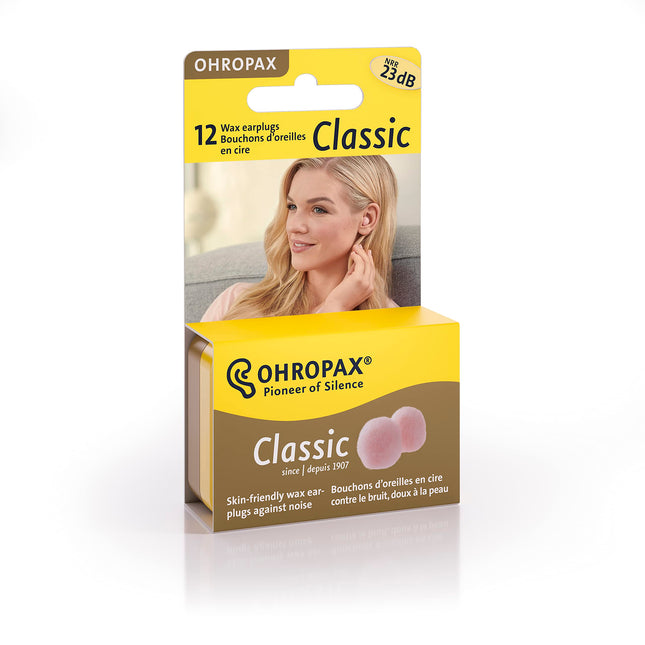 OHROPAX - Classic - Earplugs - 1x 12 pieces - Pre-earplugs for protection against noise - Wax earplugs for relaxing and sleeping and as protection against moisture and wind