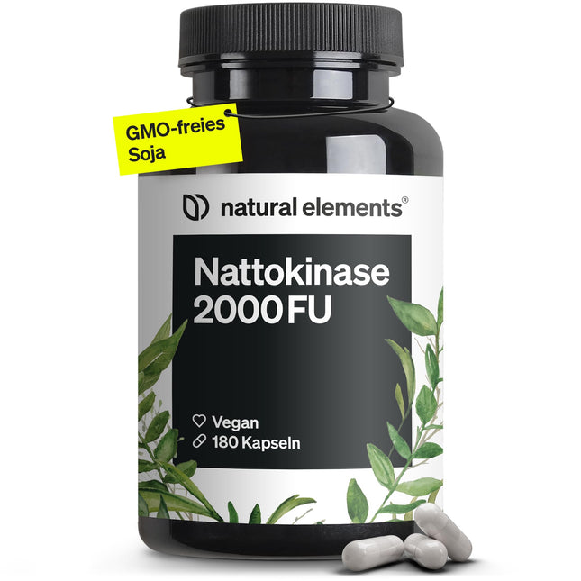 Nattokinase – 180 high-dose capsules each 100mg (20,000 FU/g) – non-GMO – vegan, without unnecessary additives – produced in Germany &amp; laboratory-tested