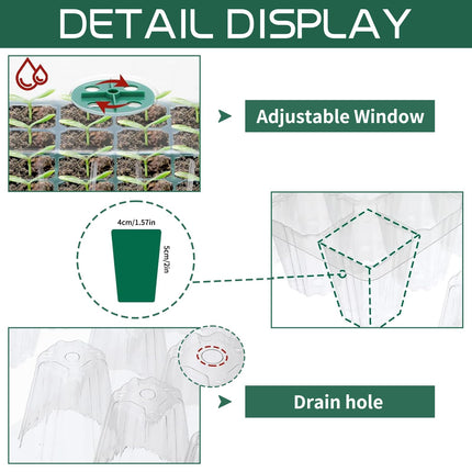 Indoor greenhouse growing box, 2 pieces 80 cell seedling starter trays, starter trays with growth light, with plant lamp, gloves, labels, small gardening tools, for seedling plants.