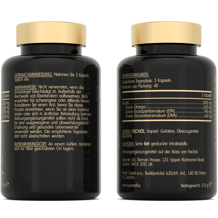 Omega 3 Capsules High Dose 3000mg - Premium Fish Oil 120 Capsules - Triple Action - High DHA &amp; EPA Content - Pure Omega 3 Oil from Sustainable Fishing - Laboratory-Tested Fish Oil Without Additives