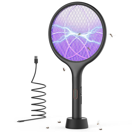 YISSVIC Electric Fly Swatter Extra Strong 4000V 2 in 1 USB C with Rechargeable Battery Electric Mosquito Swatter with UV Light Trap Black
