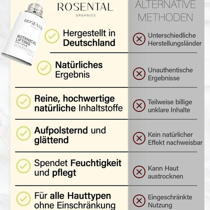 ROSENTAL ORGANICS Natural Botanical Lifting Effect Serum with Hyaluronic Acid and Caffeine Anti-Wrinkle Facial Care - Hyaluronic Acid Facial Serum - Moisturizing Serum - Anti-Aging Natural Cosmetics (30ml)